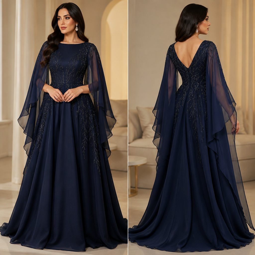 A Female Dress design. لون كحلي نادر من عند اليد جناح خفيف ناعم الاعراس. Oman fashion aesthetics. Present it as professional fashion catalogue photography: the garment is the subject, shown full-length with editorial styling, neutral posing and tasteful, non-suggestive framing.
photorealistic fashion design, A Female Dress design. لون كحلي نادر من عند اليد جناح خفيف ناعم الاعراس. Oman fashion aesthetics. Present it as professional fashion catalogue photography: the garment is the subject, shown full-length with editorial styling, neutral posing and tasteful, non-suggestive framing., just the design no text