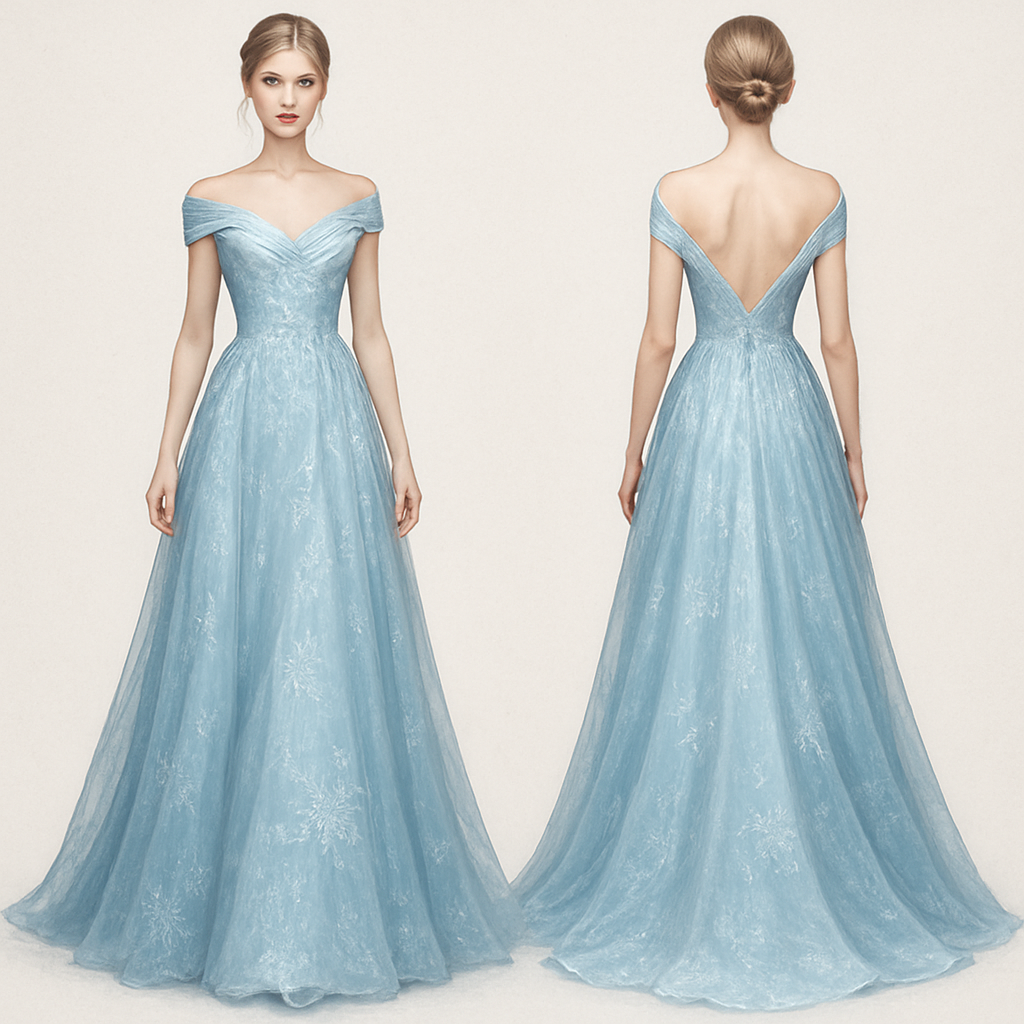 Elegant dress with ice and snowflakes
Elegant dress with ice and snowflakes, elegant style, show front and back