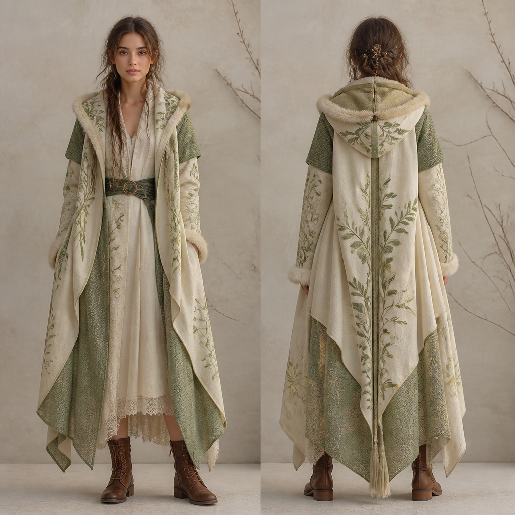 Solarpunk, earthy winter
photorealistic fashion design, Solarpunk, earthy winter , bohemian style, just the design no text, show front and back