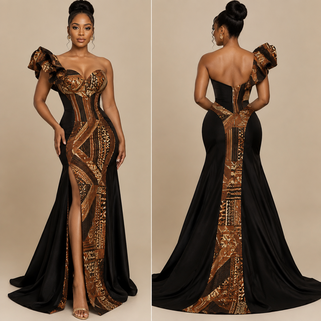 An African heritage mixed with modern elegance
photorealistic fashion design, An African heritage mixed with modern elegance , elegant style, just the design no text, show front and back