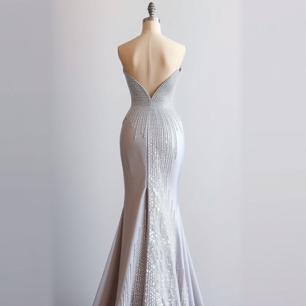 Più aderente sui fianchi, e la cascata di brillantini fino in fondo
Imagine a chic evening gown that fits snugly around the hips, accentuating curves gracefully. Crafted from a sleek, shimmering fabric, it features a cascade of dazzling rhinestones that flows from the waist to the hem, creating a stunning ombre effect. This glamorous piece is perfect for making a breathtaking entrance.
