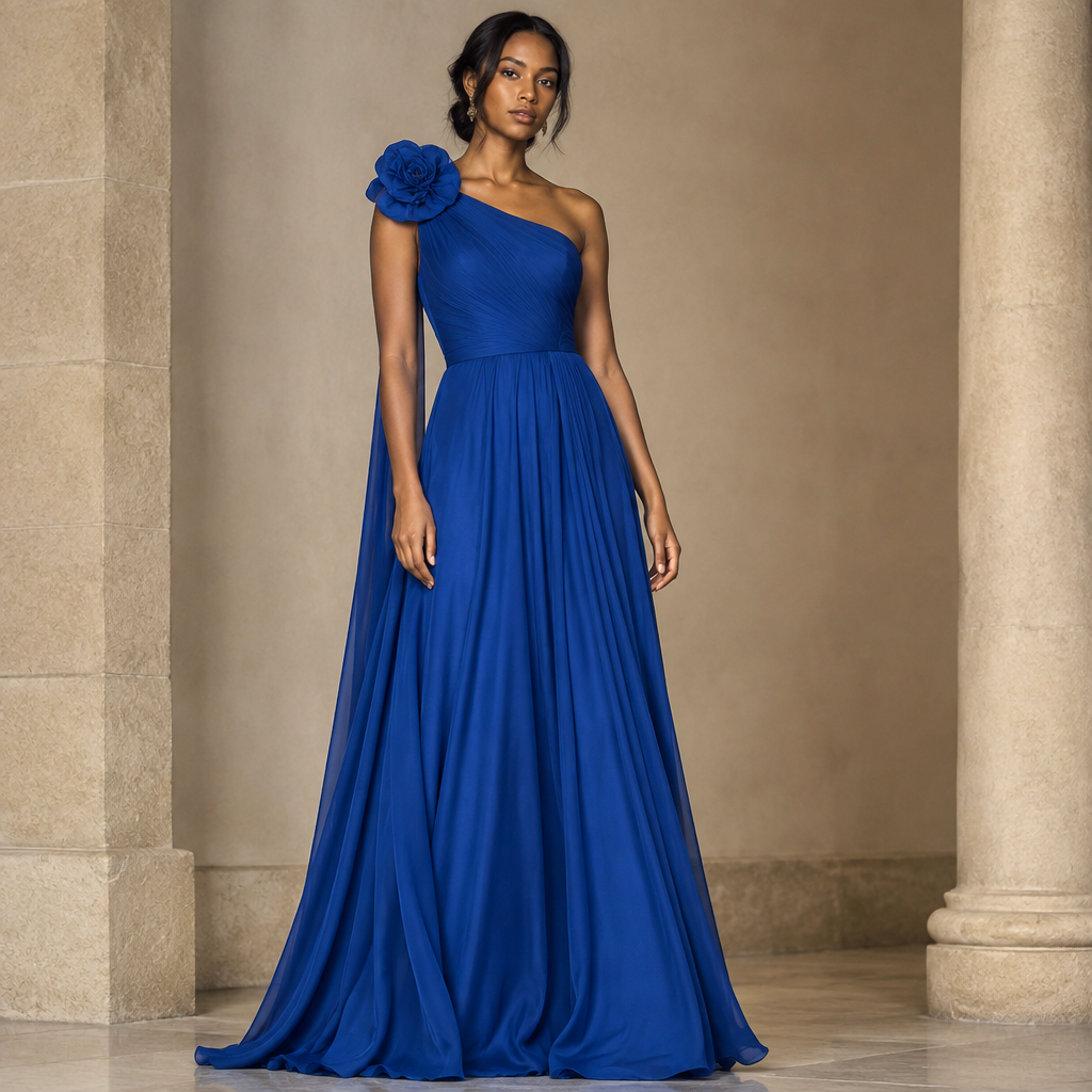 A Female Dress design, in Classic style. blue color add one flower in one shoulder .flow dress. Ethiopia fashion aesthetics. Present it as professional fashion catalogue photography: the garment is the subject, shown full-length with editorial styling, neutral posing and tasteful, non-suggestive framing.
photorealistic fashion design, A Female Dress design, in Classic style. blue color add one flower in one shoulder .flow dress. Ethiopia fashion aesthetics. Present it as professional fashion catalogue photography: the garment is the subject, shown full-length with editorial styling, neutral posing and tasteful, non-suggestive framing., classic style, just the design no text