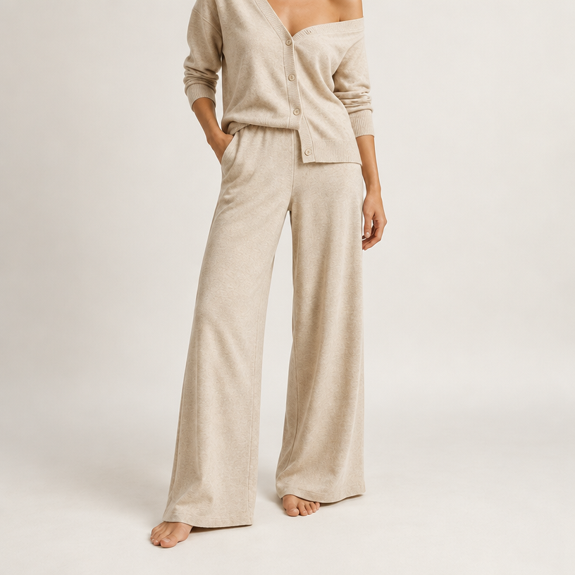 on top comfy cardigan shirt one off shoulder, trouser without ribbon, style minimalist but classy
edit the attached fashion design with these instructions: on top comfy cardigan shirt one off shoulder, trouser without ribbon, style minimalist but classy. keep it photorealistic, just the design no text