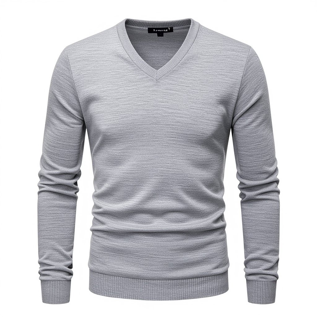 كنزة رجالي نص كم قماش. كانفا canvas اللون رمادي ، v shape
Men's short-sleeve canvas sweater in gray, with a V-neck.