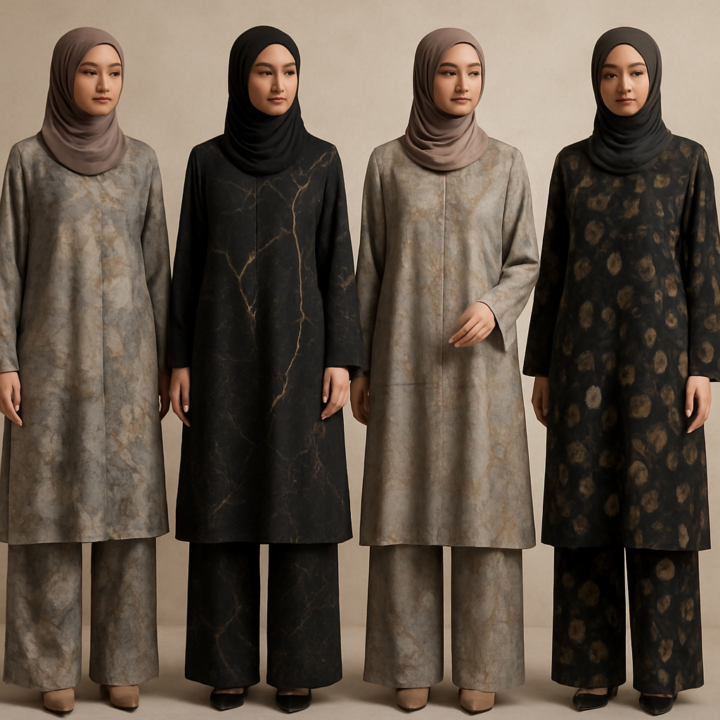 Create a modest abaya and loose pant, first of its kind, featuring a unique stone design that exudes a classy and sophisticated vibe. I'd like four designs, each showcasing different styles and fabrics. Incorporate high-end, unique chic stone designs to make them truly special. Add little sophisticated stone designs. Make it irresistible!
Create a modest abaya and loose pant, first of its kind, featuring a unique stone design that exudes a classy and sophisticated vibe. I'd like four designs, each showcasing different styles and fabrics. Incorporate high-end, unique chic stone designs to make them truly special. Add little sophisticated stone designs. Make it irresistible!