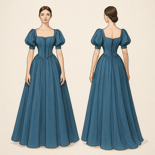 Long blue dress  with corset and little joules 