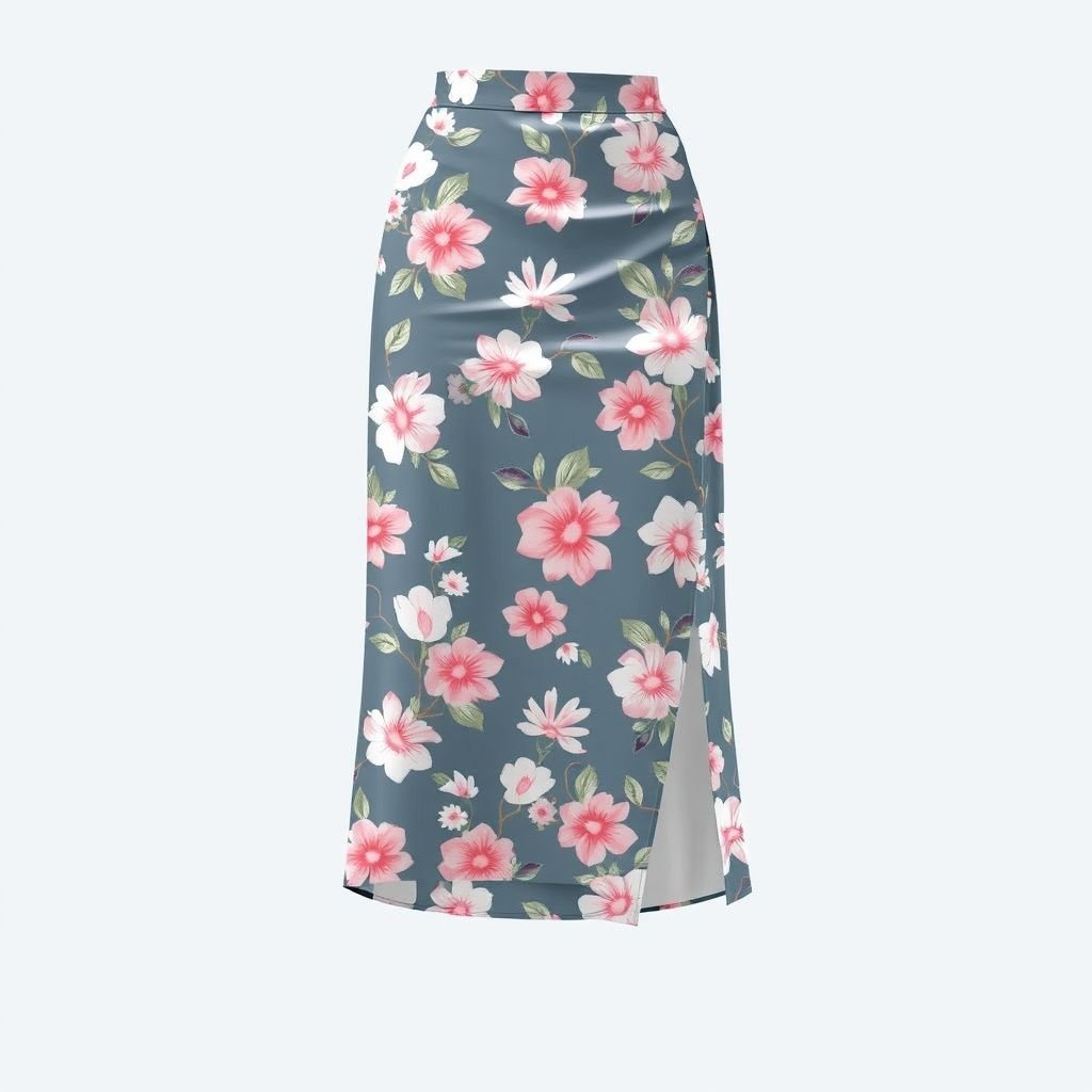 Skirt - summer chic. Classic silhouette. Like pencil - that flatter to body. Loose but not to much. A bit close to the body and make him longer. Light fabric pls
Design a summer chic skirt featuring a classic pencil silhouette that flares slightly toward the hem. Made from airy, lightweight fabric, it gently hugs the body for a flattering fit that enhances curves. Incorporate a playful floral pattern with soft pastels, perfect for warm days and effortless elegance. Add a subtle side slit for movement.