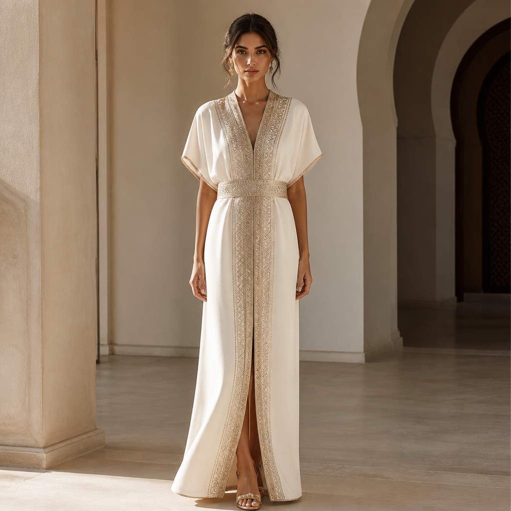 A Female Dress design, suitable for Summer, in Formal style. Morocco fashion aesthetics.
photorealistic fashion design, A Female Dress design, suitable for Summer, in Formal style. Morocco fashion aesthetics., formal style, just the design no text