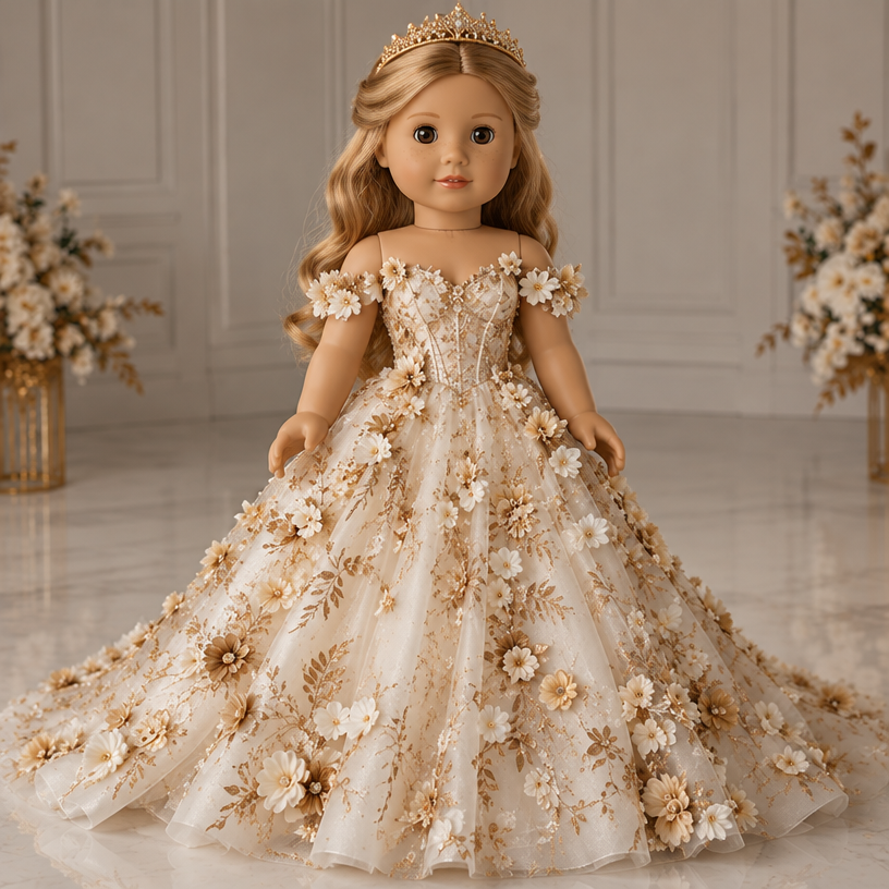 Put it on an American girl doll
edit the attached fashion design with these instructions: Put it on an American girl doll. keep it photorealistic, just the design no text