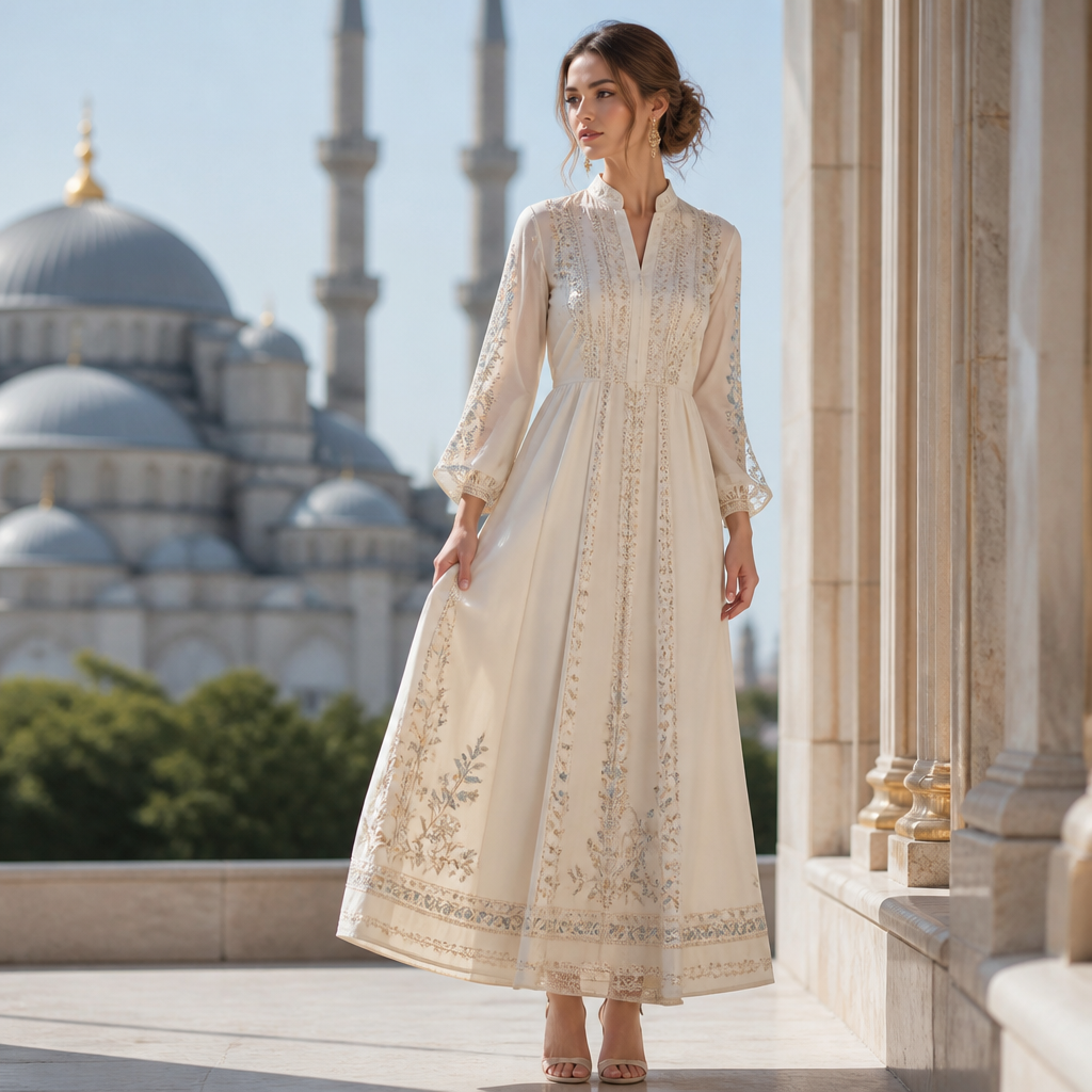 A Female Dress design, suitable for Summer. Consider Turkish fashion — Ottoman-inspired, modest fashion hub, rich textiles, East-meets-West aesthetics. Current season is Summer in Turkey.
photorealistic fashion design, A Female Dress design, suitable for Summer. Consider Turkish fashion — Ottoman-inspired, modest fashion hub, rich textiles, East-meets-West aesthetics. Current season is Summer in Turkey., just the design no text