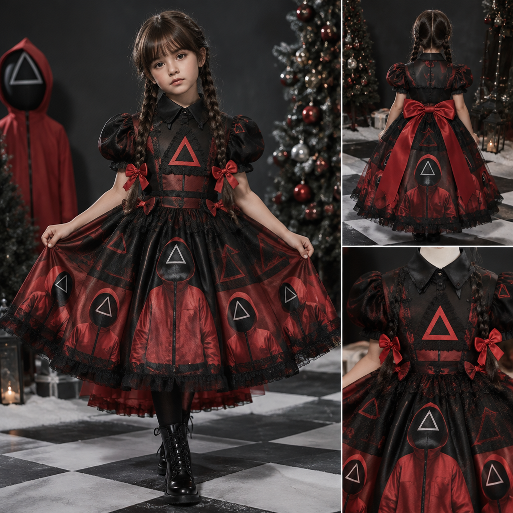 A Top design. охранник из игры кальмара треугольник платье Уэнсдей косами мода новогодний одежда показ мод маленькая милана на руках держит его платье 🔺👧🥳 Уфе Present it as professional fashion catalogue photography: the garment is the subject, shown full-length with editorial styling, neutral posing and tasteful, non-suggestive framing.
photorealistic fashion design, A Top design. охранник из игры кальмара треугольник платье Уэнсдей косами мода новогодний одежда показ мод маленькая милана на руках держит его платье 🔺👧🥳 Уфе Present it as professional fashion catalogue photography: the garment is the subject, shown full-length with editorial styling, neutral posing and tasteful, non-suggestive framing., just the design no text