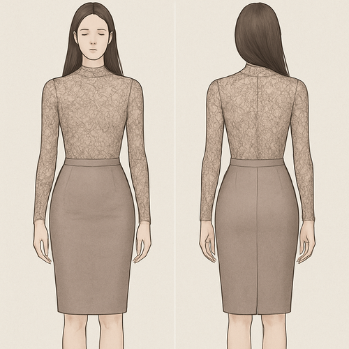 The top layer is lace, tight-fitting, followed by a fitted skirt made of soft fabric.