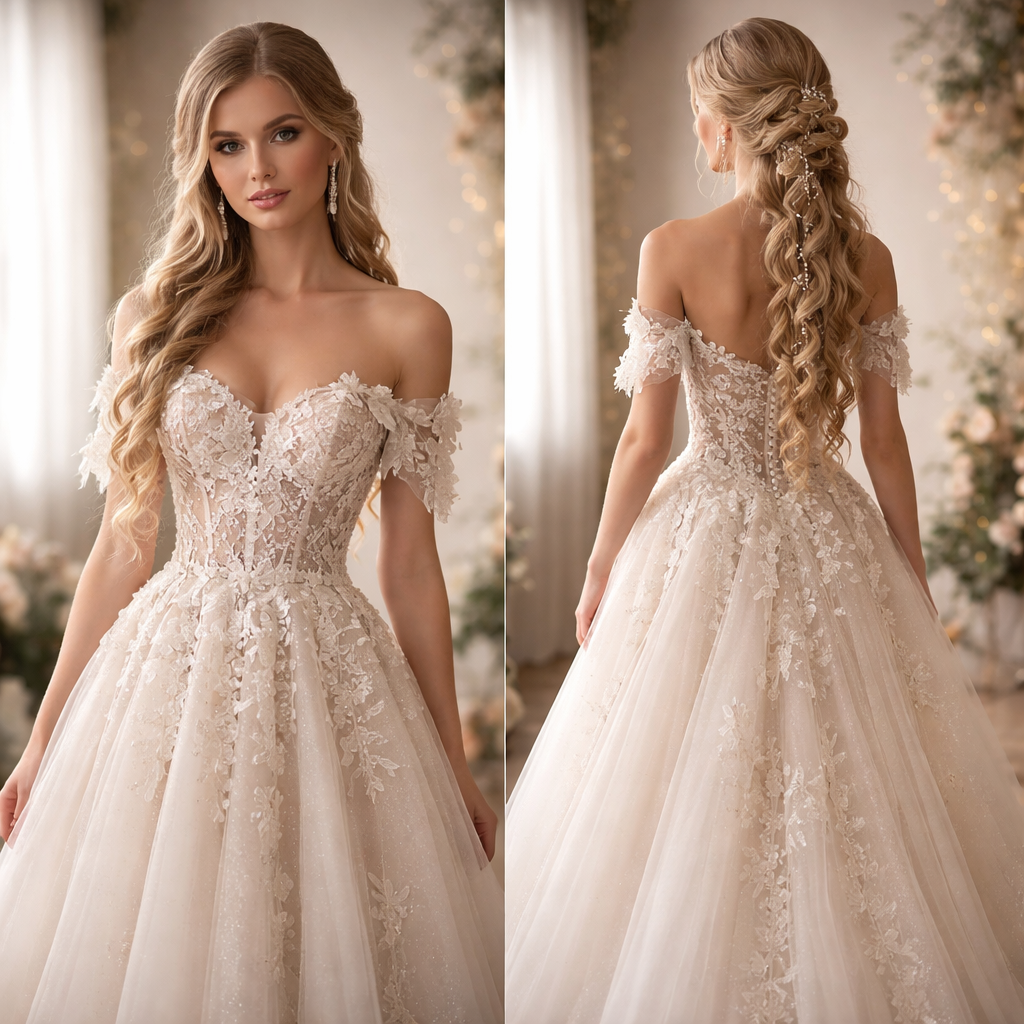 Bridal dresses and braids made
Bridal dresses and braids made , show front and back