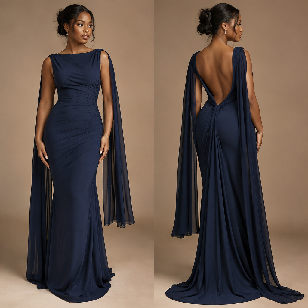 A Female Dress design, suitable for Summer, in Elegant style. I want it to be a navy long gown with open backs and let the hand be what I sketch,the front show look tight and personal. Nigeria fashion aesthetics. Present it as professional fashion catalogue photography: the garment is the subject, shown full-length with editorial styling, neutral posing and tasteful, non-suggestive framing.
photorealistic fashion design, A Female Dress design, suitable for Summer, in Elegant style. I want it to be a navy long gown with open backs and let the hand be what I sketch,the front show look tight and personal. Nigeria fashion aesthetics. Present it as professional fashion catalogue photography: the garment is the subject, shown full-length with editorial styling, neutral posing and tasteful, non-suggestive framing., elegant style, just the design no text
