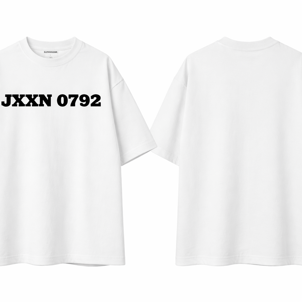 Creat a tshirt same cut as the jil sanders tshirt that has JIL SANDER across the chest. But I want it to say JXXN 0792 straight across chest. in vetement font white shirt black letters
Creat a tshirt same cut as the jil sanders tshirt that has JIL SANDER across the chest. But I want it to say JXXN 0792 straight across chest. in vetement font white shirt black letters, streetwear style, show front and back