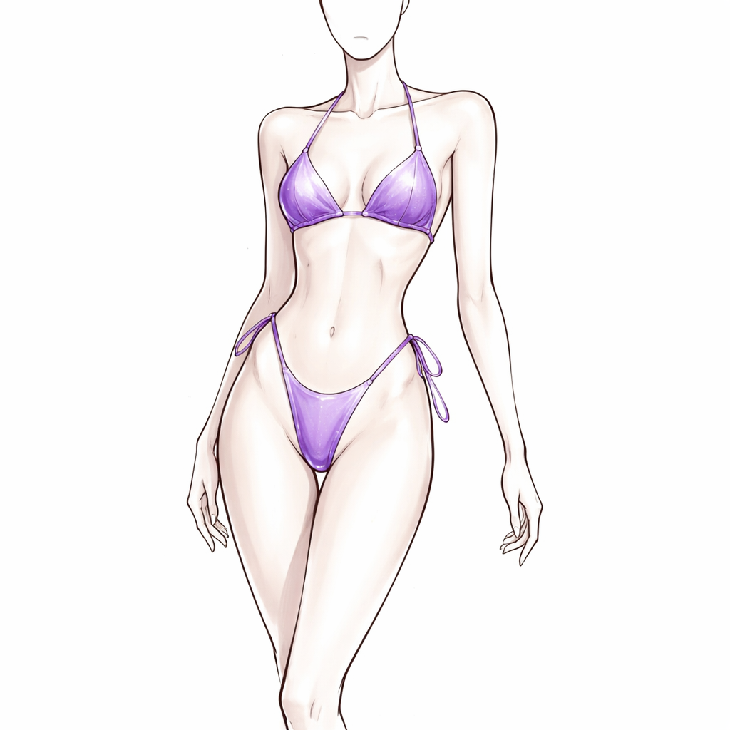 fais-moi un mannequin sans visage, rien du tout, comme un croquis qui porte un maillot violet, nacre, deux pièces échancré
fais-moi un mannequin sans visage, rien du tout, comme un croquis qui porte un maillot violet, nacre, deux pièces échancré