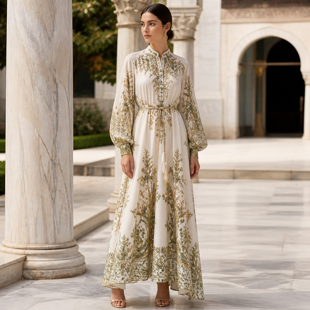 A Female Dress design, suitable for Summer. Consider Turkish fashion — Ottoman-inspired, modest fashion hub, rich textiles, East-meets-West aesthetics. Current season is Summer in Turkey. Present it as professional fashion catalogue photography: the garment is the subject, shown full-length with editorial styling, neutral posing and tasteful, non-suggestive framing.
photorealistic fashion design, A Female Dress design, suitable for Summer. Consider Turkish fashion — Ottoman-inspired, modest fashion hub, rich textiles, East-meets-West aesthetics. Current season is Summer in Turkey. Present it as professional fashion catalogue photography: the garment is the subject, shown full-length with editorial styling, neutral posing and tasteful, non-suggestive framing., just the design no text