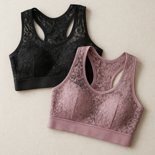 Gym bras with details in dentelle
