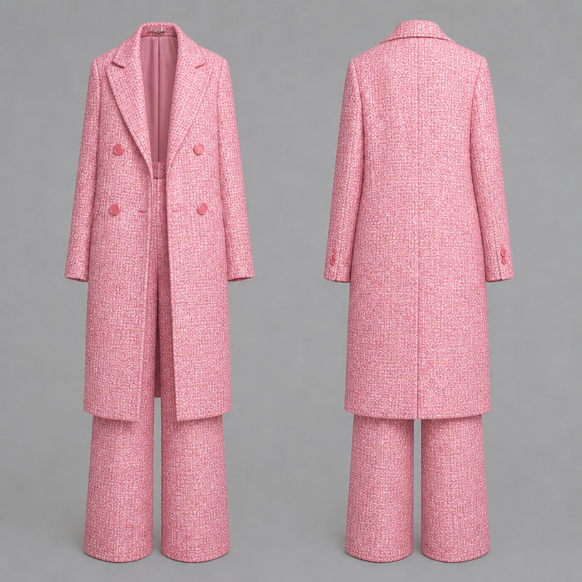 Make this in pink
edit the attached fashion design with these instructions: Make this in pink. keep it photorealistic, just the design no text