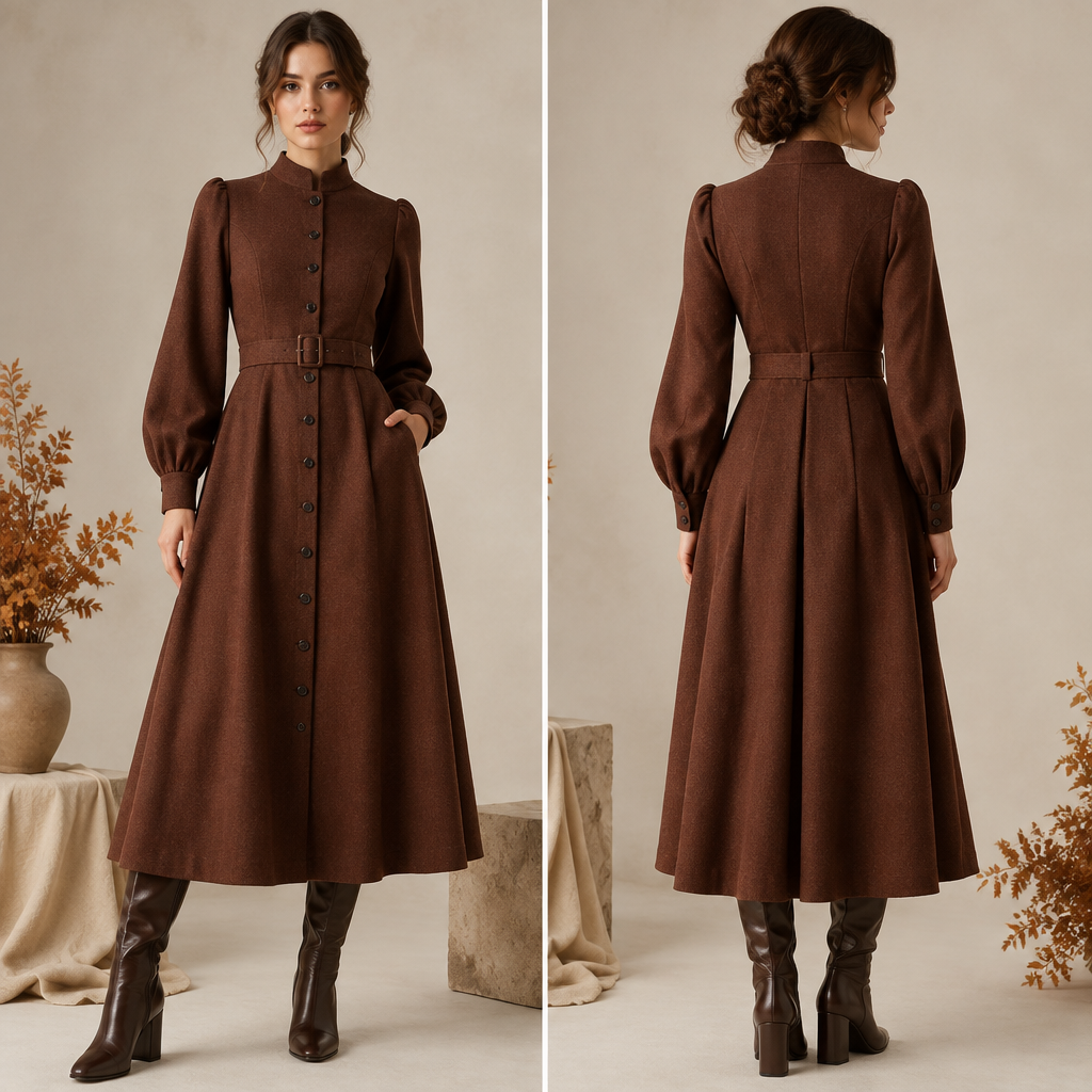A Female Dress design, suitable for Fall. IQ fashion aesthetics. Current season is Autumn in IQ. Present it as professional fashion catalogue photography: the garment is the subject, shown full-length with editorial styling, neutral posing and tasteful, non-suggestive framing.
photorealistic fashion design, A Female Dress design, suitable for Fall. IQ fashion aesthetics. Current season is Autumn in IQ. Present it as professional fashion catalogue photography: the garment is the subject, shown full-length with editorial styling, neutral posing and tasteful, non-suggestive framing., just the design no text