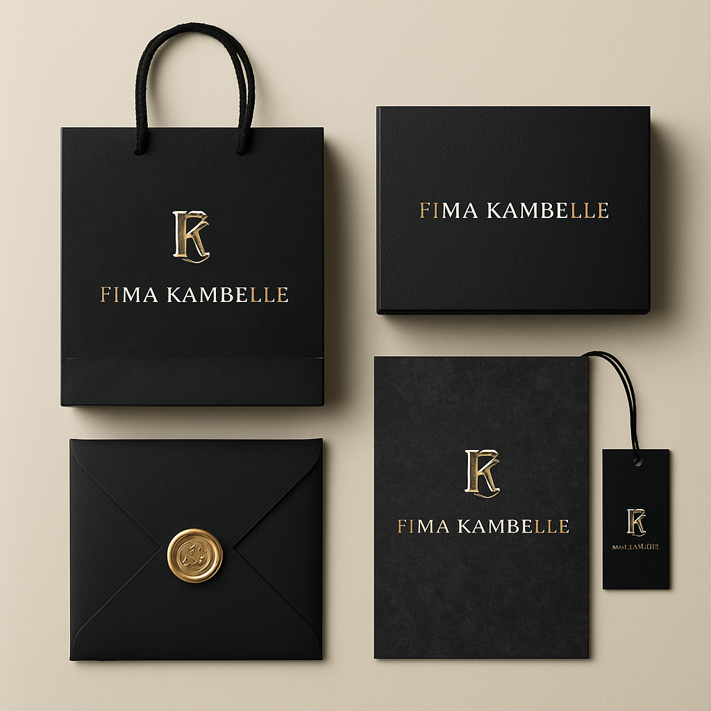 Create me sophisticated unique high end packaging materials and others for my brand FIMA KAMBELLE one of its kind and first in the world 4 different styles
Create me sophisticated unique high end packaging materials and others for my brand FIMA KAMBELLE one of its kind and first in the world 4 different styles