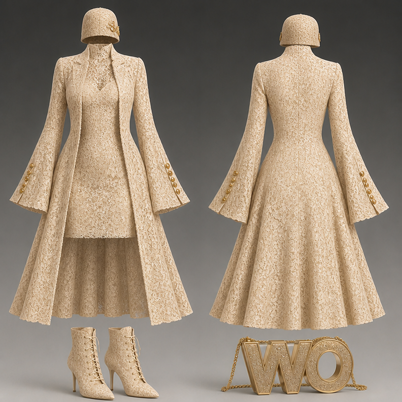 A champagne lace fitted hat close like a beanie in gold
edit the attached fashion design with these instructions: A champagne lace fitted hat close like a beanie in gold. keep it photorealistic, just the design no text