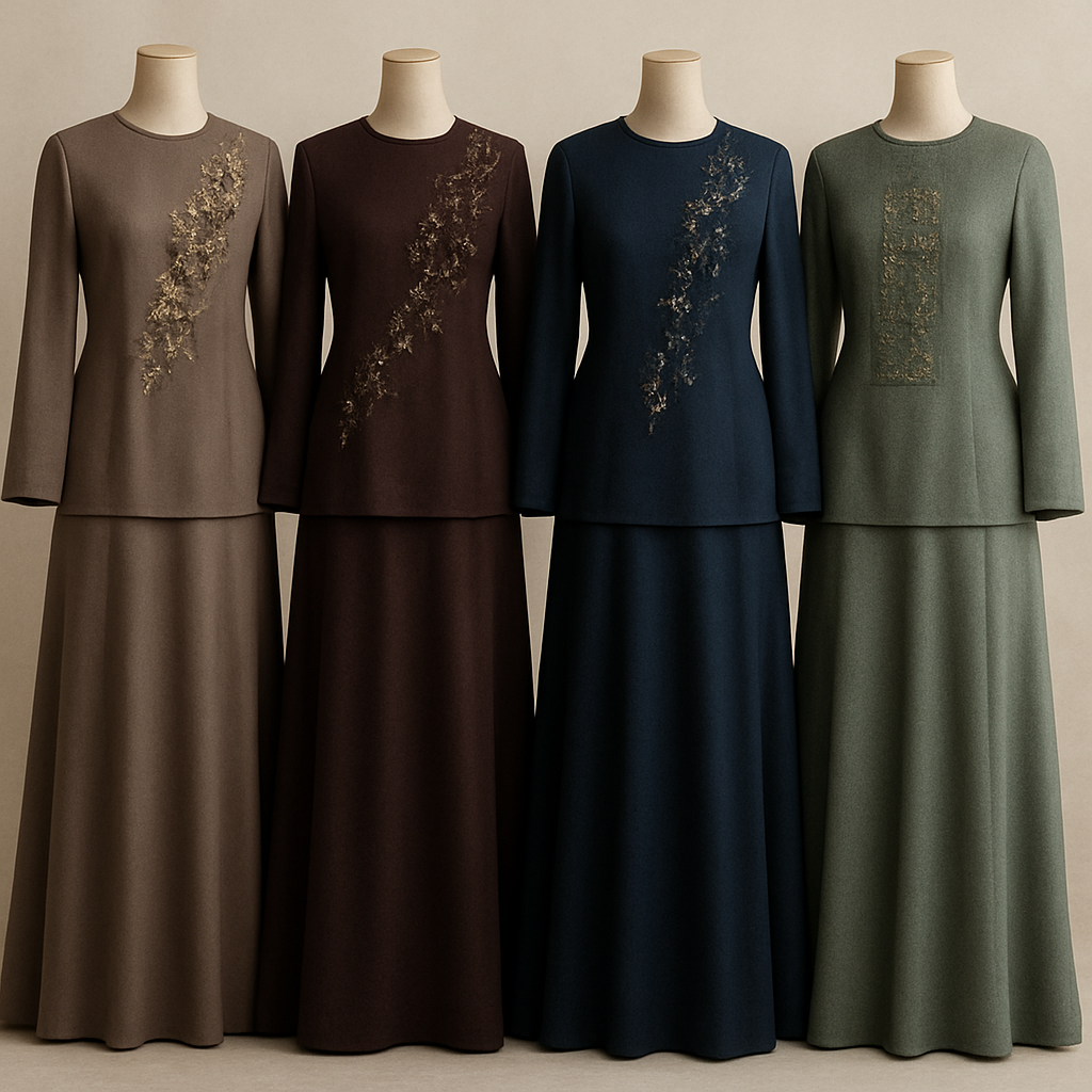 Create me modest two piece that's first in the world, using unique stone design, classy and sophisticated. Keep me 4 designs. Make them rich by adding minimal stone embroidery and stones designs. Showcasing different styles and fabric.
Create me modest two piece that's first in the world, using unique stone design, classy and sophisticated. Keep me 4 designs. Make them rich by adding minimal stone embroidery and stones designs. Showcasing different styles and fabric.