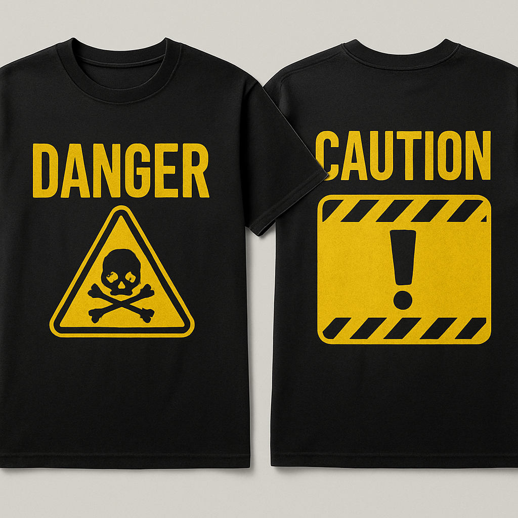 Just tees with dangerous x caution
Just tees with dangerous x caution , streetwear style, show front and back