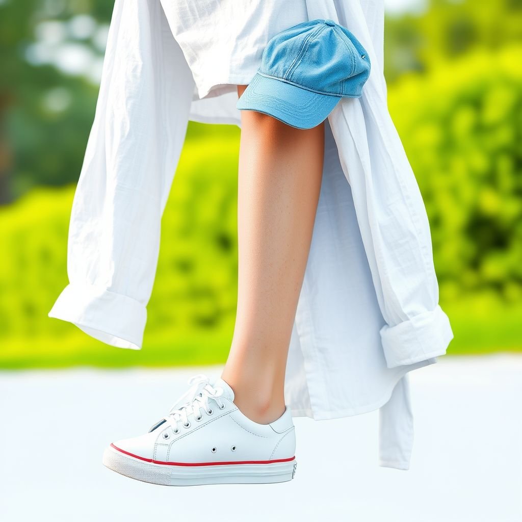 White linen shirt and sky blue linen shirt with sneakers and face cap in a stylish way
Design an effortless summer ensemble featuring a flowy white linen shirt with oversized sleeves, layered over a fitted sky blue linen shirt for a chic contrast. Pair with sleek white sneakers adorned with delicate embroidery, and a trendy, structured face cap in matching blue, adding a playful yet sophisticated edge to the look.