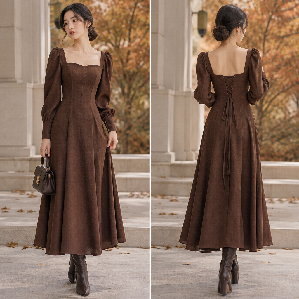 A Female Dress design, suitable for Fall. SY fashion aesthetics. Current season is Autumn in SY. Present it as professional fashion catalogue photography: the garment is the subject, shown full-length with editorial styling, neutral posing and tasteful, non-suggestive framing.
photorealistic fashion design, A Female Dress design, suitable for Fall. SY fashion aesthetics. Current season is Autumn in SY. Present it as professional fashion catalogue photography: the garment is the subject, shown full-length with editorial styling, neutral posing and tasteful, non-suggestive framing., just the design no text