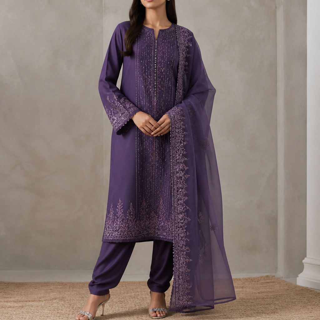 Shalwar kameez purple
photorealistic fashion design, Shalwar kameez purple
, just the design no text