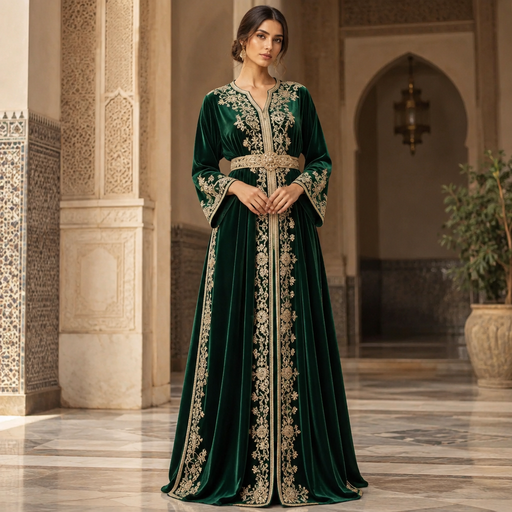 A Dress design, in Elegant style. Morocco fashion aesthetics. Present it as professional fashion catalogue photography: the garment is the subject, shown full-length with editorial styling, neutral posing and tasteful, non-suggestive framing.
photorealistic fashion design, A Dress design, in Elegant style. Morocco fashion aesthetics. Present it as professional fashion catalogue photography: the garment is the subject, shown full-length with editorial styling, neutral posing and tasteful, non-suggestive framing., elegant style, just the design no text