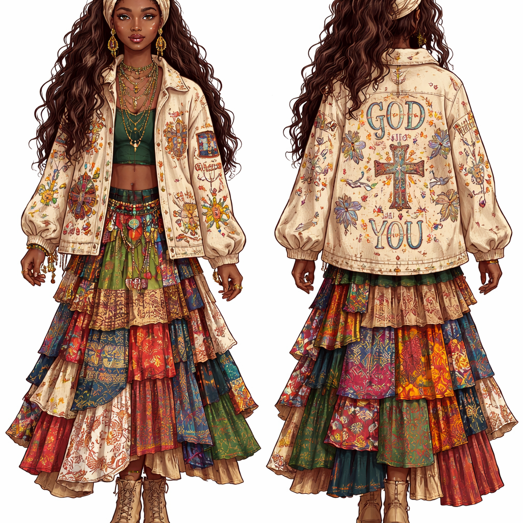 African, West Indies, middle eastern, Native American, rooted in Jesus, mental health awareness
African, West Indies, middle eastern, Native American, rooted in Jesus, mental health awareness , korean_fashion style, show front and back