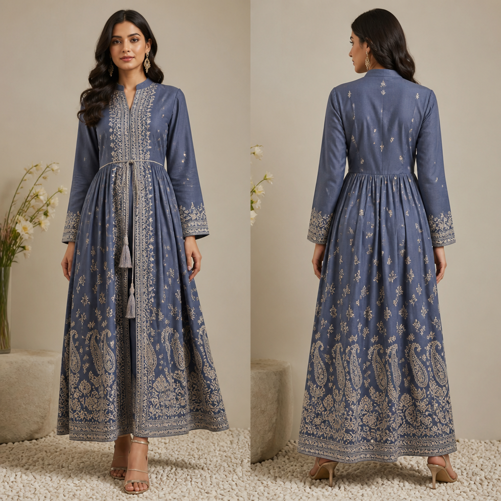 A Female Dress design, suitable for Summer, in Winter style. I like to create girls dresses 👗. India fashion aesthetics.
photorealistic fashion design, A Female Dress design, suitable for Summer, in Winter style. I like to create girls dresses 👗. India fashion aesthetics., winter style, just the design no text, show front and back