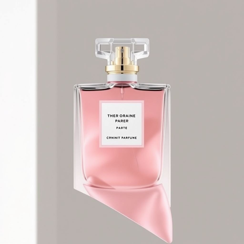 Create a wear inspired by a parfume bottle
Design a minimalist chic outfit inspired by an elegant perfume bottle. Imagine a streamlined silhouette featuring a soft, structured bodice in pastel hues, complemented by an asymmetrical hemline. The neckline mirrors the bottle’s cap with geometric lines, while luxurious fabric embodies transparency and lightness, embodying sophistication with subtle, understated beauty.