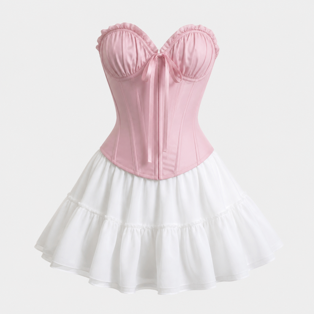 A Dress design, suitable for Summer, in Casual style. Розовый корсет ,белая короткая юбка. AM fashion aesthetics.
photorealistic fashion design, A Dress design, suitable for Summer, in Casual style. Розовый корсет ,белая короткая юбка. AM fashion aesthetics., casual style, just the design no text