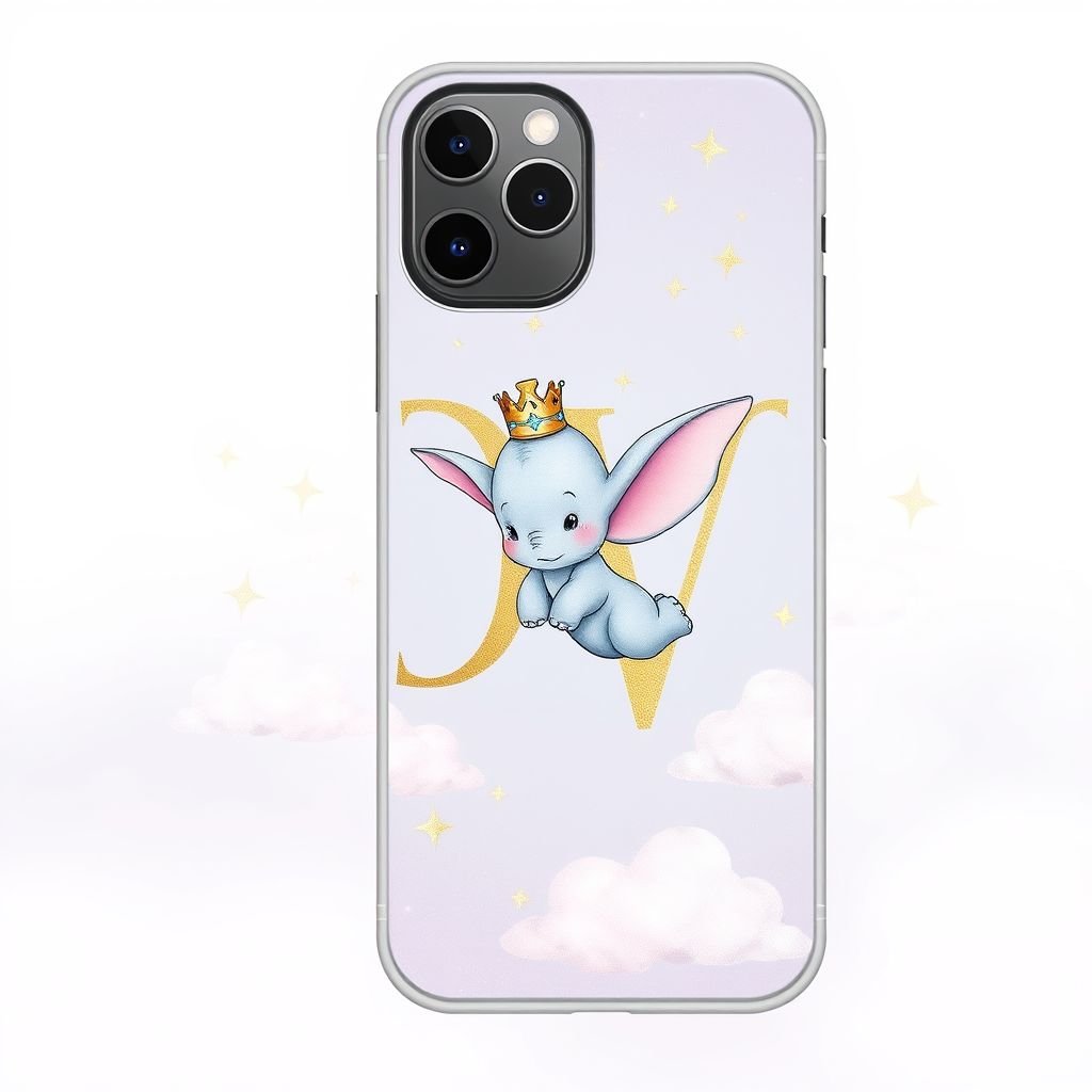 iPhone 13 Pro Max phone case with “DV ” on it. Put baby dumbo on it
Design a whimsical iPhone 13 Pro Max case featuring “DV” in elegant, gold-foiled lettering. Surrounding the initials, a softly illustrated baby Dumbo floats amidst pastel clouds and shimmering stars. The case’s background blends light blue and lavender hues, evoking a dreamy, chic aesthetic perfect for the fashion-forward animal lover.