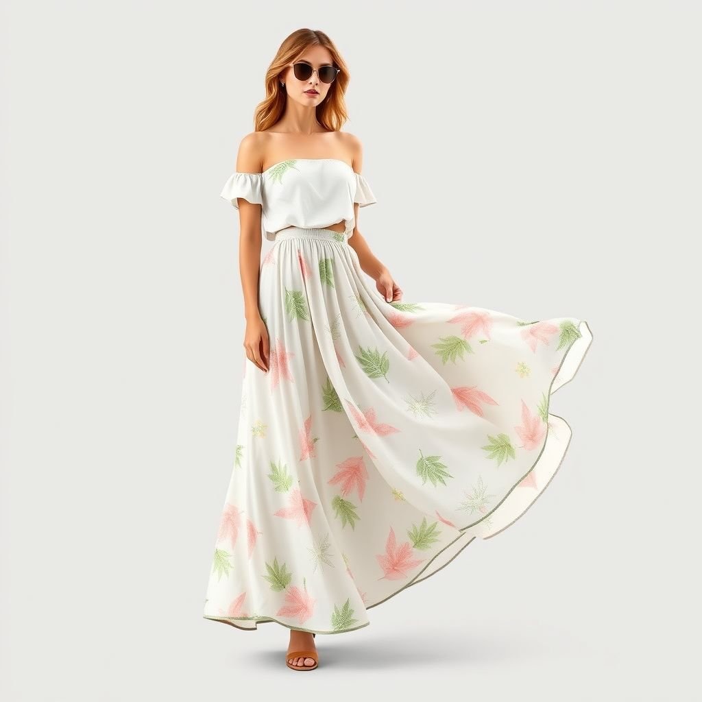 Maxi skirts women minimal
Design an elegant, flowing maxi skirt for women, embodying resort fashion's essence. Opt for lightweight, breathable fabrics in soft pastel hues, featuring delicate tropical patterns. Incorporate a flattering high waist and a subtle side slit for movement. Pair it with a simple, off-the-shoulder top to complete the effortless vacation look.