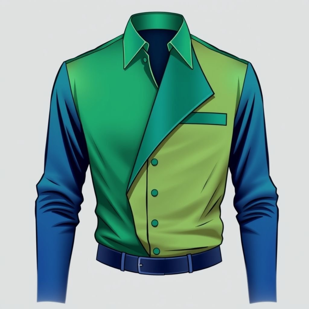 Create a shirt for men with unique design with some bright colors and no flowers on the design
Design an elegant men's shirt featuring a unique asymmetrical collar and tailored silhouette. Utilize a palette of vibrant jewel tones, such as emerald green and royal blue, complemented by subtle geometric patterns. Incorporate luxurious fabrics like silk or satin for a refined finish, ensuring every detail exudes sophistication and modernity.