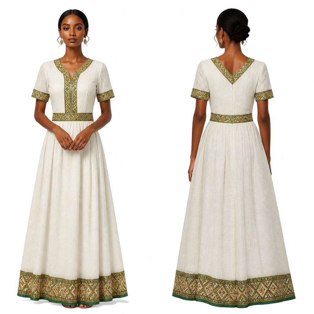 A Female Dress design, suitable for Summer, in Classic style. Ethiopia fashion aesthetics.
photorealistic fashion design, A Female Dress design, suitable for Summer, in Classic style. Ethiopia fashion aesthetics., classic style, just the design no text