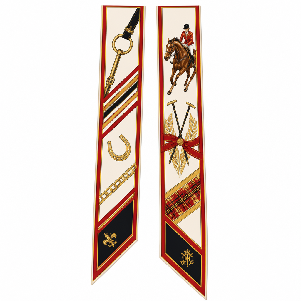 Design silk twilly scarf for Jolie Franc inspired by heritage American style. Create a timeless pattern inspired by classic prep and collegiate scarves.
Color palette: red, yellow, black and Design a luxury silk twilly scarf for Jolie Franc inspired by heritage American style and feminine sophistication. Create a timeless pattern inspired by classic prep, equestrian traditions, collegiate scarves, and French elegance.
Use a clean silk scarf layout with refined stripes, a tasteful border, and subtle heritage details. The design should feel like an heirloom accessory passed down through generations.
Include a small Jolie Franc logo near one end as a signature detail. The overall aesthetic should be feminine, classic, sophisticated, and inspired by movement, heritage, sport, and the moments that bring people together.
Think: a feminine interpretation of a heritage sporting brand—elegant, timeless, and collectible. white. Kansas City Chiefs colors
photorealistic fashion design, Design silk twilly scarf for Jolie Franc inspired by heritage American style. Create a timeless pattern inspired by classic prep and collegiate scarves.
Color palette: red, yellow, black and Design a luxury silk twilly scarf for Jolie Franc inspired by heritage American style and feminine sophistication. Create a timeless pattern inspired by classic prep, equestrian traditions, collegiate scarves, and French elegance.
Use a clean silk scarf layout with refined stripes, a tasteful border, and subtle heritage details. The design should feel like an heirloom accessory passed down through generations.
Include a small Jolie Franc logo near one end as a signature detail. The overall aesthetic should be feminine, classic, sophisticated, and inspired by movement, heritage, sport, and the moments that bring people together.
Think: a feminine interpretation of a heritage sporting brand—elegant, timeless, and collectible. white. Kansas City Chiefs colors
, classic style, just the design no text