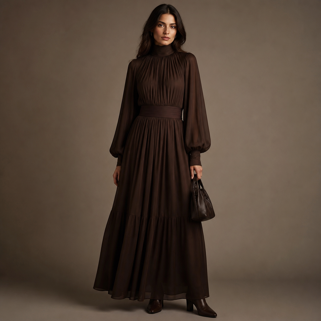 A Female Dress design, suitable for Fall. IQ fashion aesthetics. Current season is Autumn in IQ. Present it as professional fashion catalogue photography: the garment is the subject, shown full-length with editorial styling, neutral posing and tasteful, non-suggestive framing.
photorealistic fashion design, A Female Dress design, suitable for Fall. IQ fashion aesthetics. Current season is Autumn in IQ. Present it as professional fashion catalogue photography: the garment is the subject, shown full-length with editorial styling, neutral posing and tasteful, non-suggestive framing., just the design no text