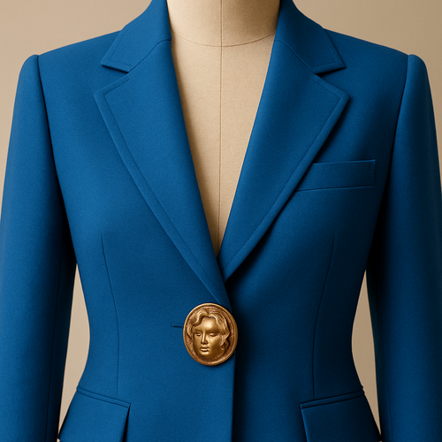 جاكت. ازرق   بزرار لونه برونز علي شكل راس مارلين مونرو استايل مازلين مونرو
