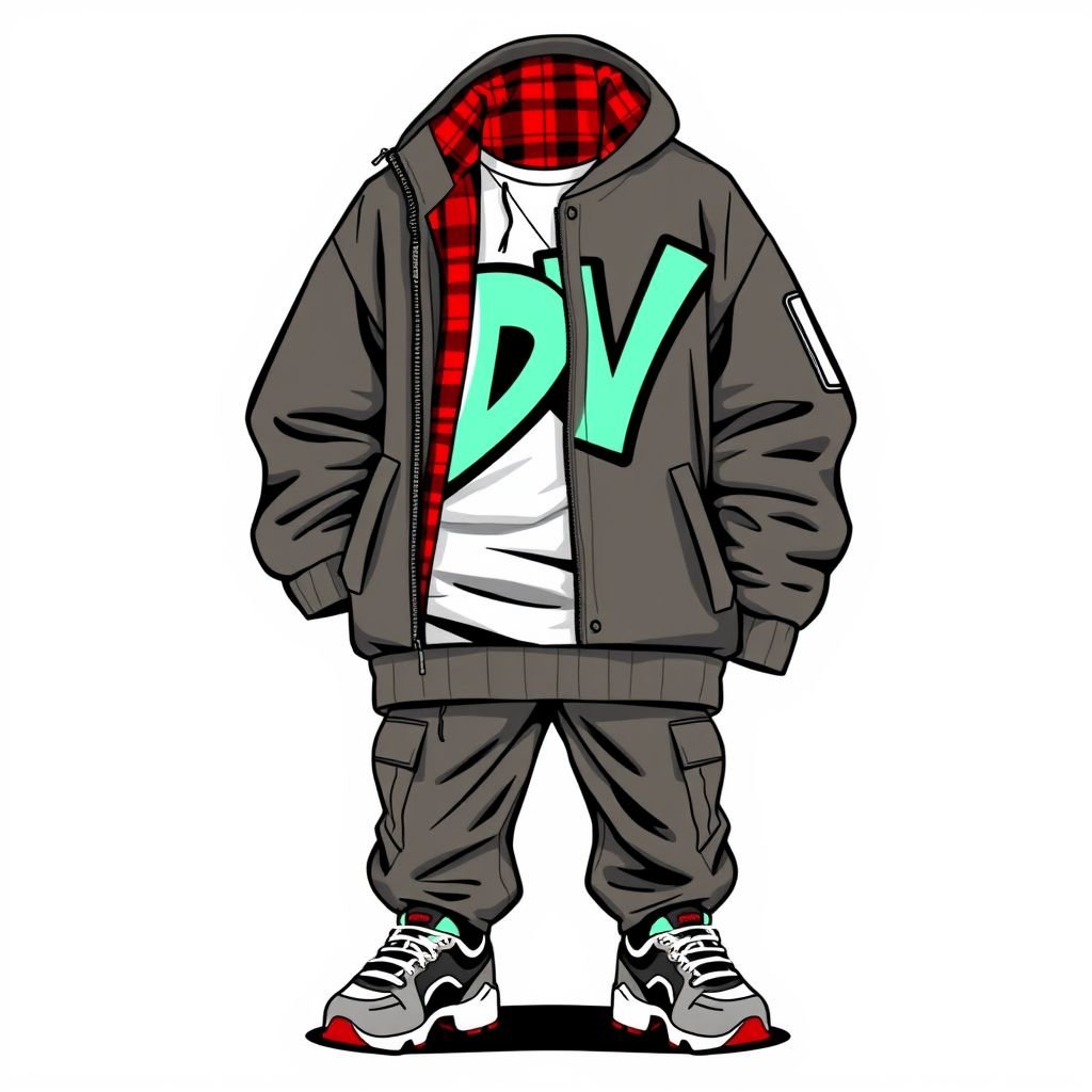Oversized jacket with plaid lining with “DV” on the front “Da’Vine”
Design an oversized streetwear jacket crafted from textured fabric, featuring a bold plaid lining for a pop of color. Adorn the front with the striking “DV” logo in graffiti-inspired typography, representing “Da’Vine.” Pair it with relaxed-fit cargo pants and chunky sneakers for a stylish urban vibe that stands out.