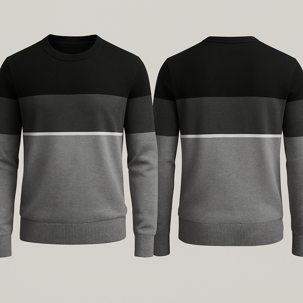 round neck jersey for a company with black grey and a hint of white for the jersey
round neck jersey for a company with black grey and a hint of white for the jersey , formal style, show front and back