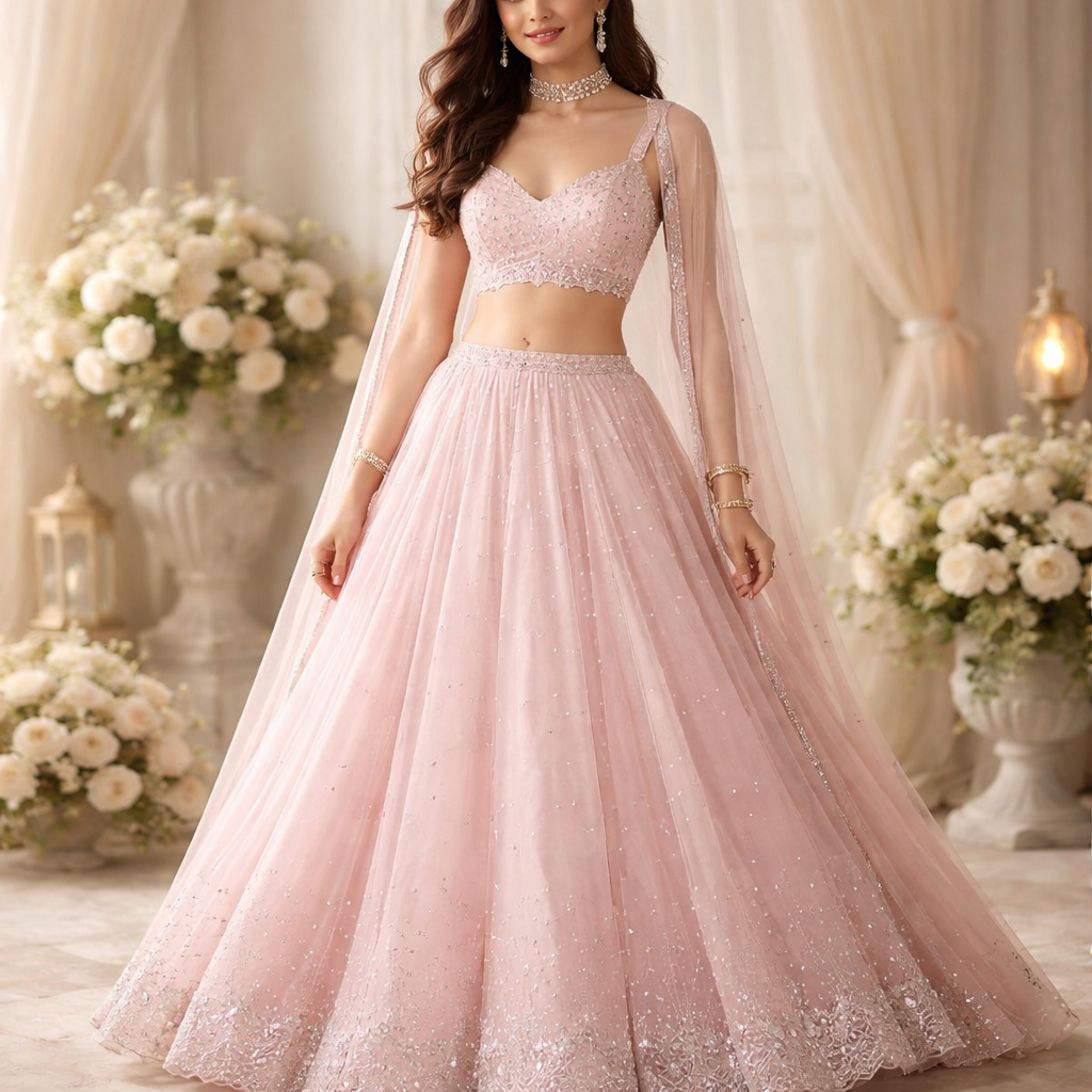 I want a lehenga with small blouse and light work
I want a lehenga with small blouse and light work