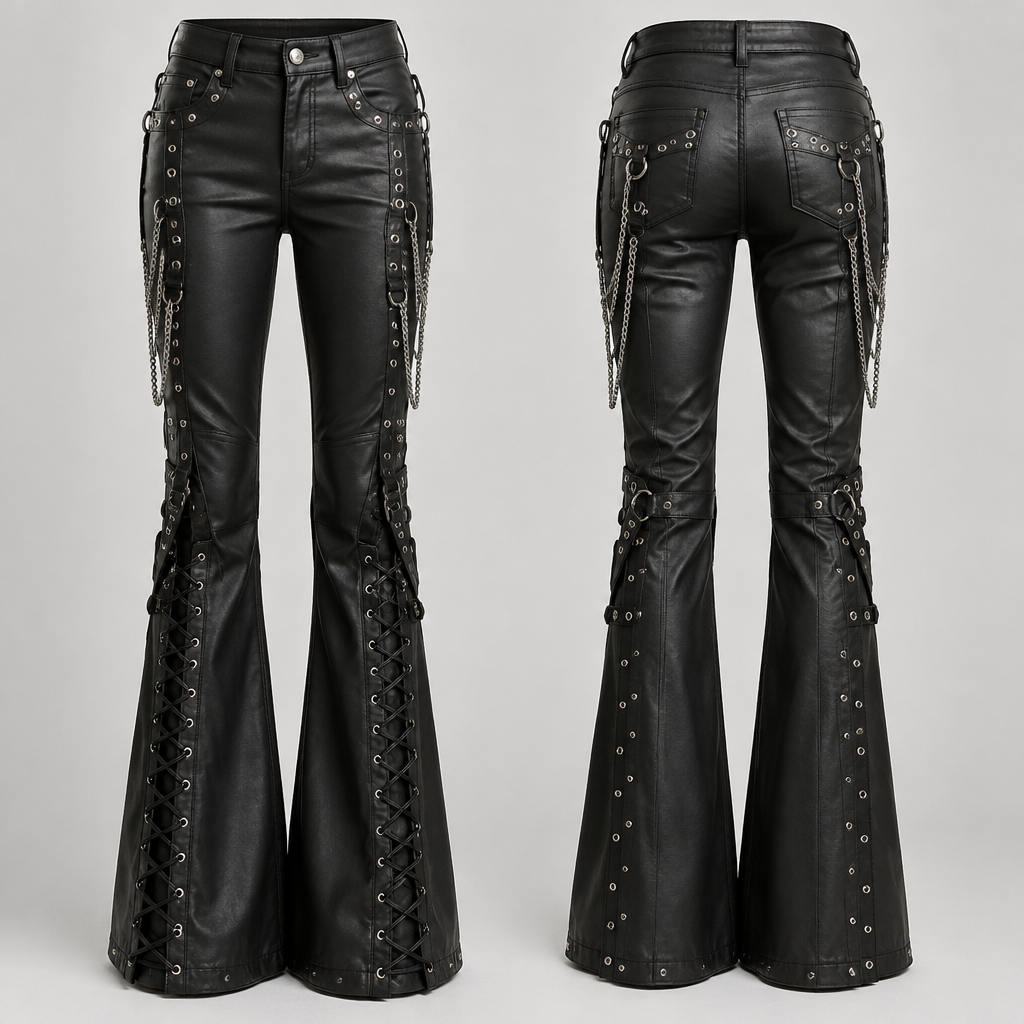A Female Pants design, in Rocker style
photorealistic fashion design, A Female Pants design, in Rocker style, rocker style, just the design no text, show front and back