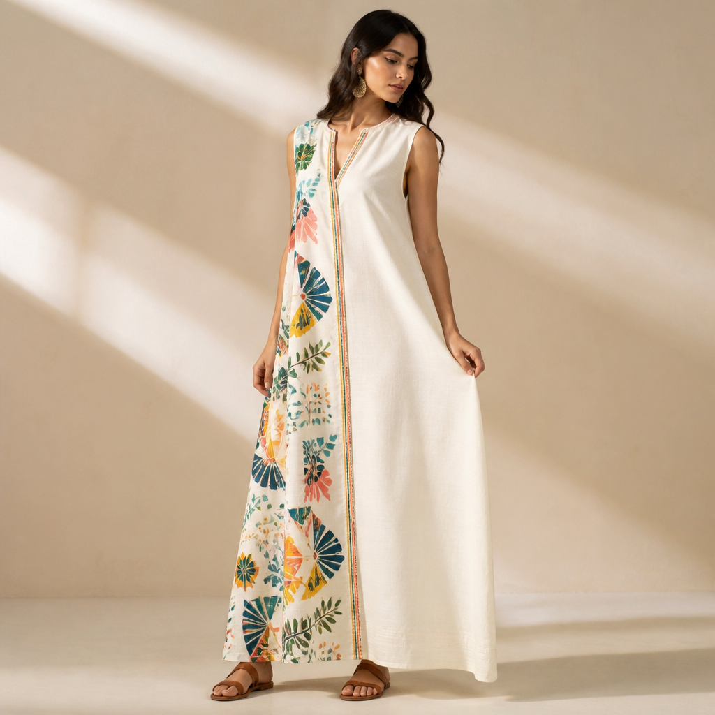 A Female Dress design, suitable for Summer. Consider Egyptian fashion — flowing silhouettes, vibrant colors, cotton and linen traditions, modest yet elegant. Current season is Summer in Egypt.
photorealistic fashion design, A Female Dress design, suitable for Summer. Consider Egyptian fashion — flowing silhouettes, vibrant colors, cotton and linen traditions, modest yet elegant. Current season is Summer in Egypt., just the design no text