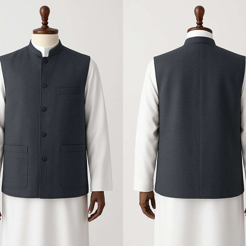 ‏) 360° Turntable / Product Mockup  
‏"Product mockup for 360° turntable: sleeveless hip-length sedri over a white Saudi thawb on a luxurious wooden mannequin, plain white background, even studio lighting, multiple frames for rotational view, clear stitching and seam detail, e-commerce ready, high realism --ar 16:9 --v 5 --q 2"


‏) 360° Turntable / Product Mockup  
‏"Product mockup for 360° turntable: sleeveless hip-length sedri over a white Saudi thawb on a luxurious wooden mannequin, plain white background, even studio lighting, multiple frames for rotational view, clear stitching and seam detail, e-commerce ready, high realism --ar 16:9 --v 5 --q 2"
, show front and back