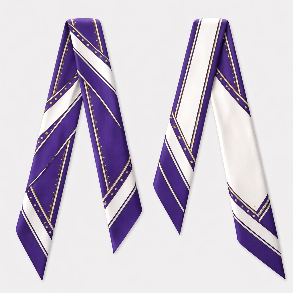 Design a silk twilly scarf that is 5x86cm.
It needs to be tailored and simple with the colors royal purple and white
Design a silk twilly scarf that is 5x86cm.
It needs to be tailored and simple with the colors royal purple and white, classic style, show front and back